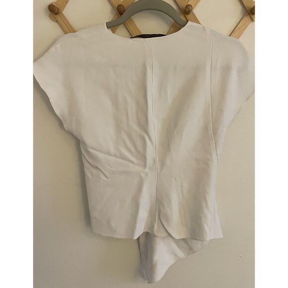 Zara Top Women’s Small White The Together Twist V Neck Crepe Blouse Short Sleeve - Picture 6 of 6